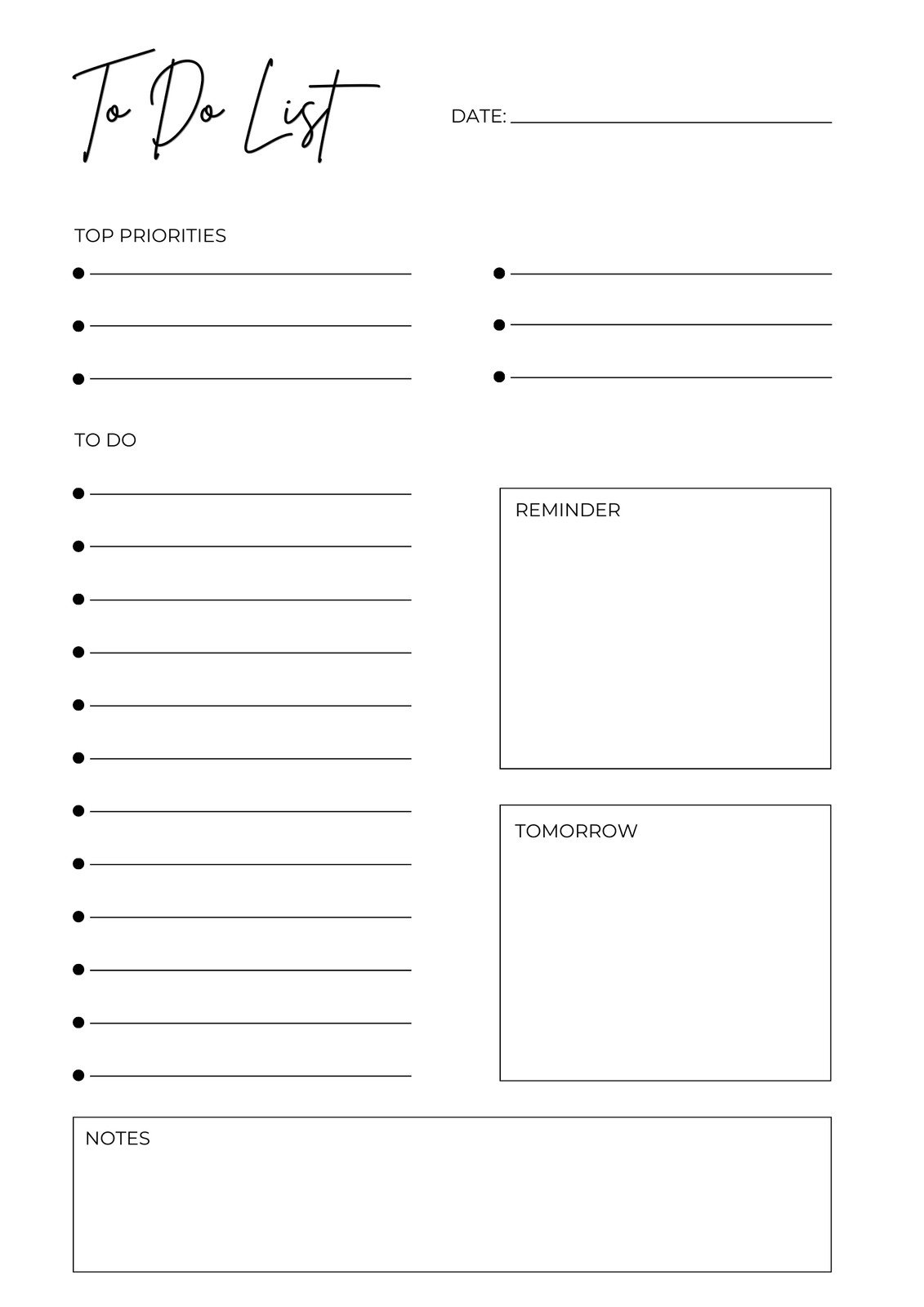 Business to Do List Printable