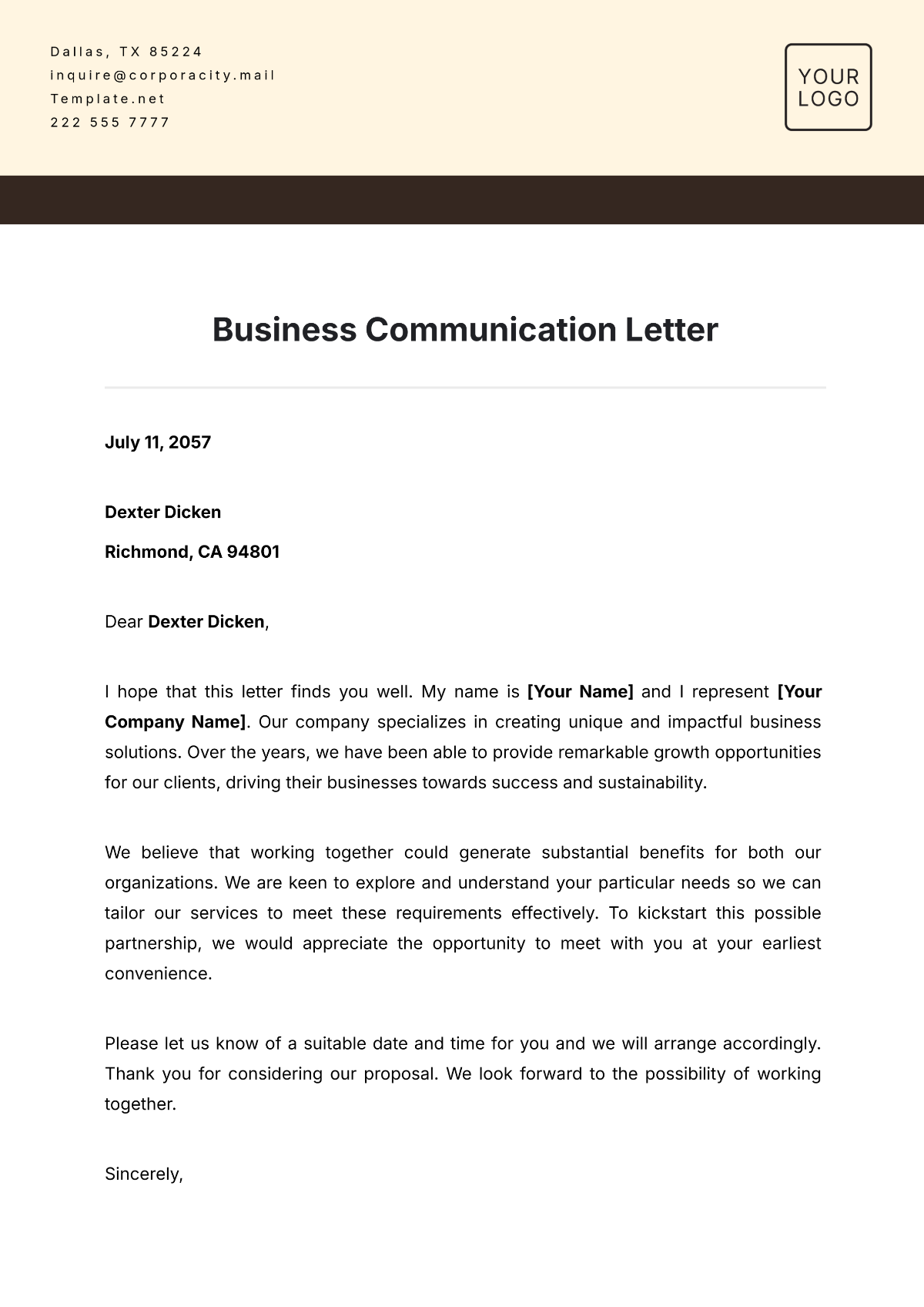 Free Business Letter Templates Editable And Printable
