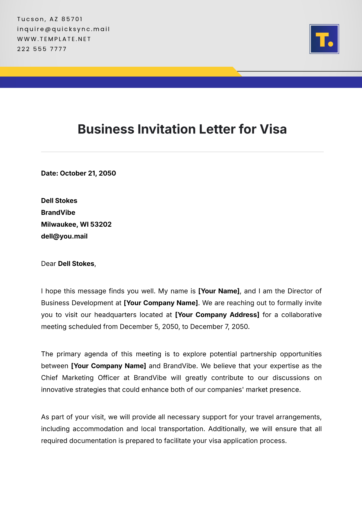 Free Business Letter Templates Editable And Printable
