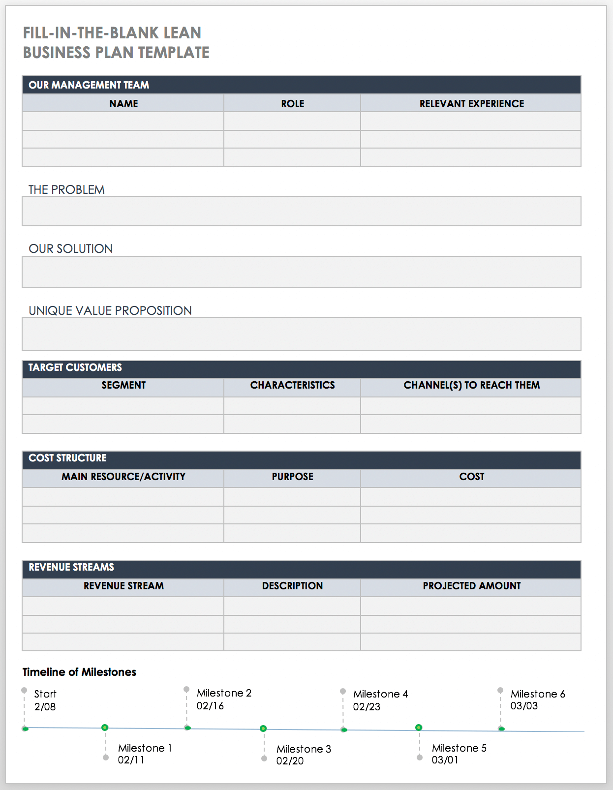 Free Business Plan Templates For Word Smartsheet