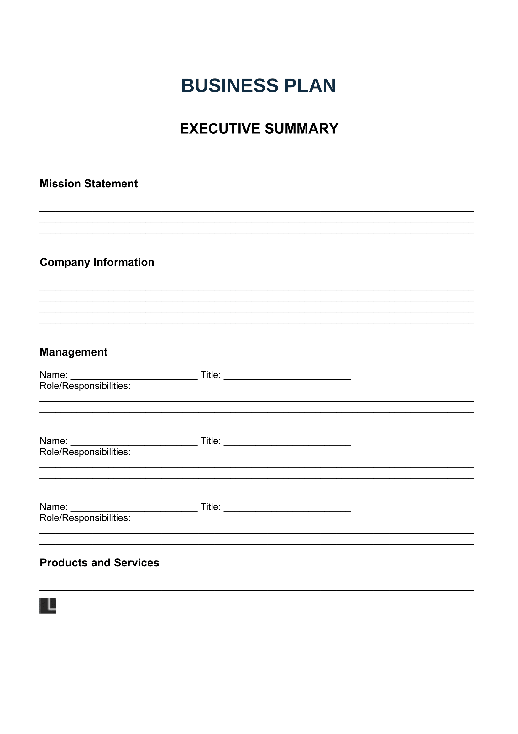 Printable Business Plan Worksheet