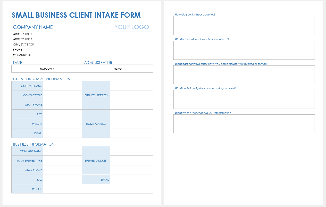 Printable Business Forms Templates