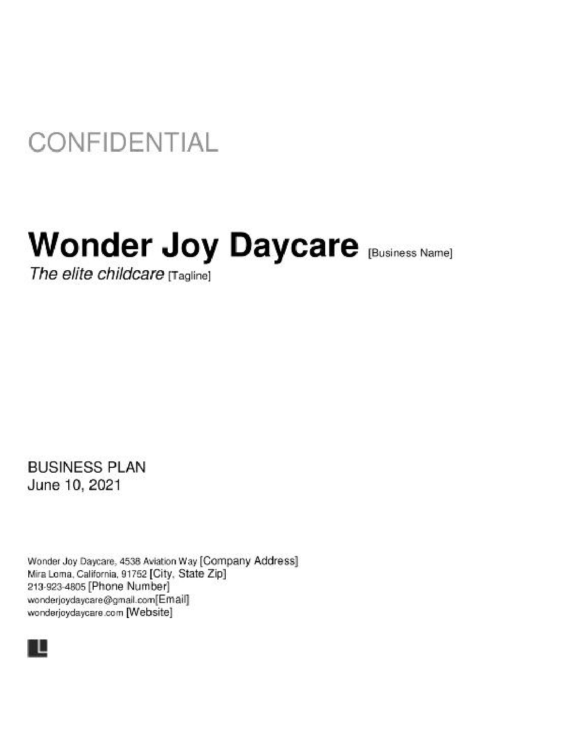 Free Daycare Business Plan Template PDF Word