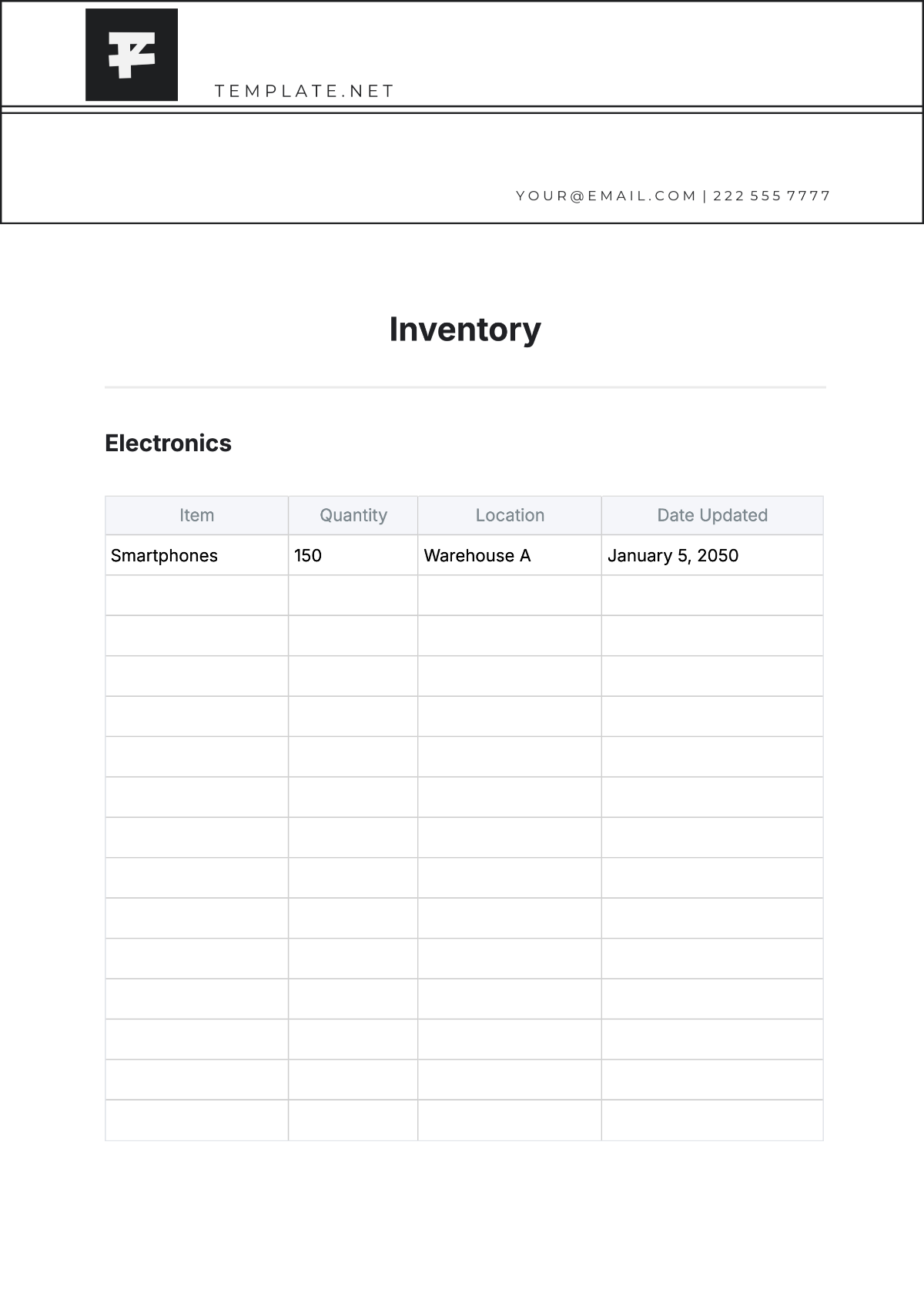 Free Printable Business Inventory Forms