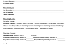 Free One Page Business Plan Template PDF Word