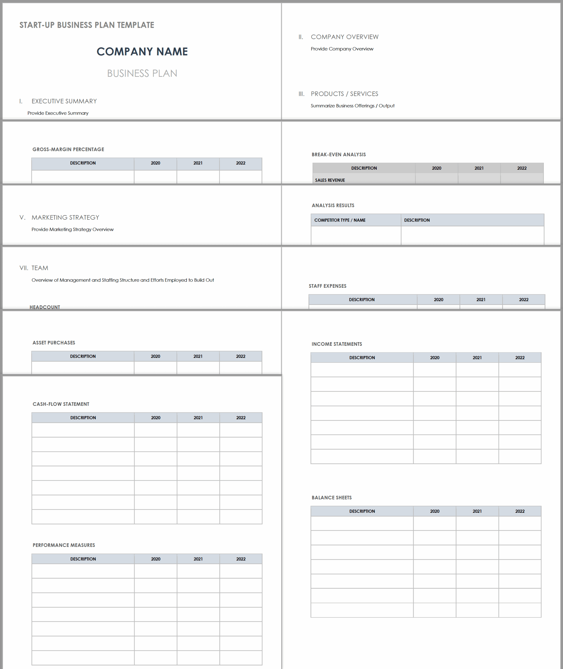 Printable Blank Business Plan Template