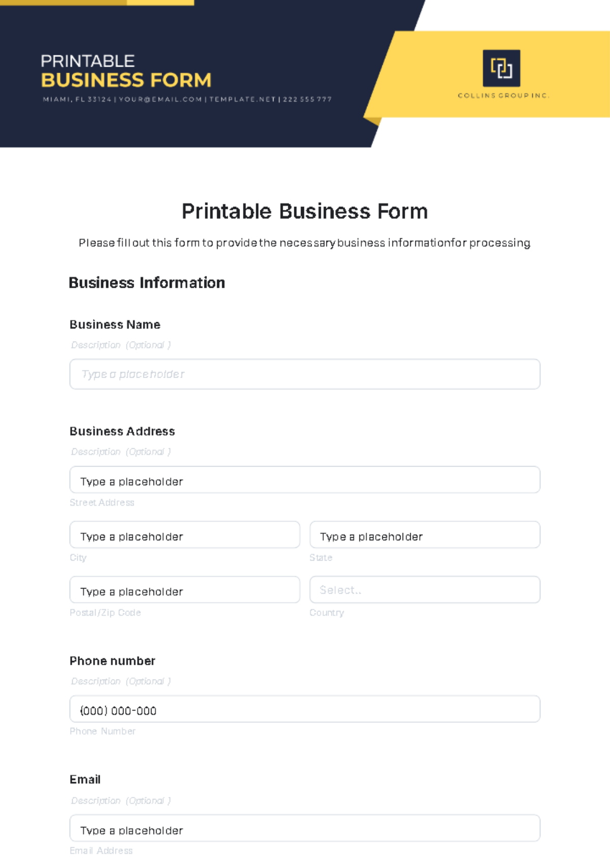Free Printable Business Forms