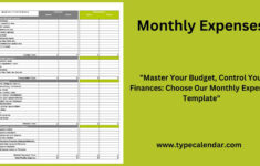 Free Printable Monthly Expenses Templates Excel PDF Word