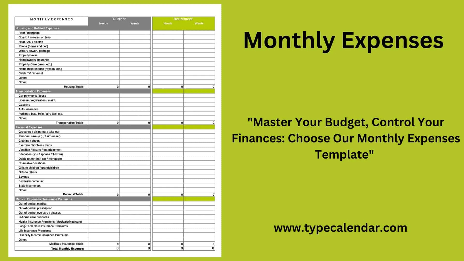 Free Printable Monthly Business Expense Sheet