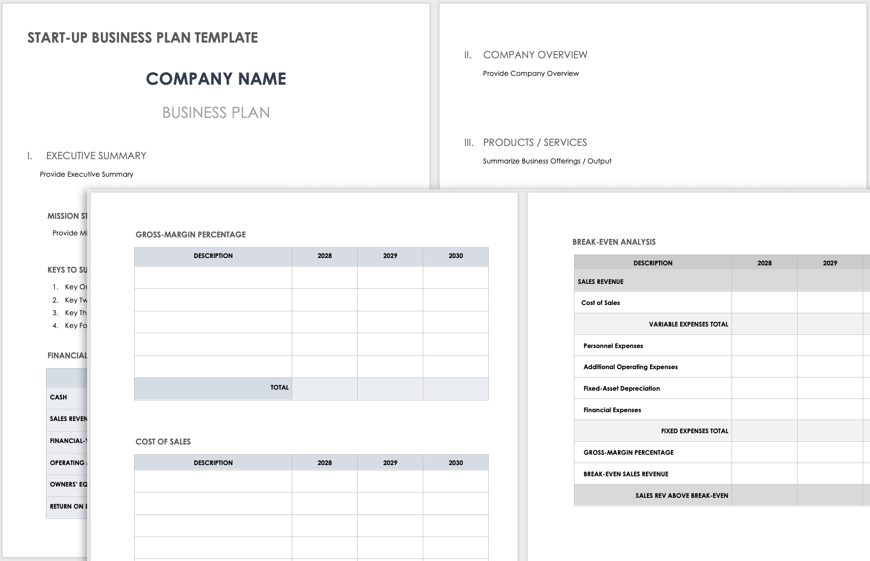 Printable Business Plan Template Word