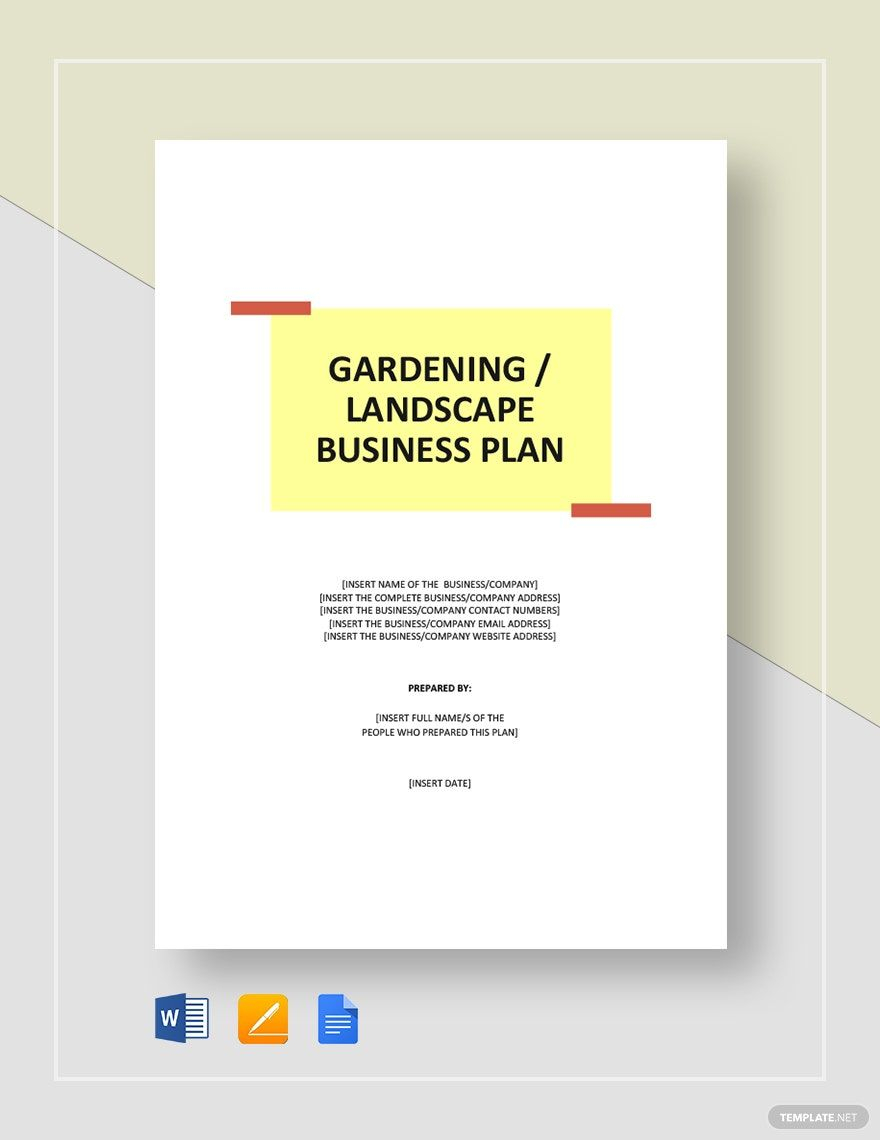 Gardening Landscape Business Plan Template In Word Pages Google Docs Download Template
