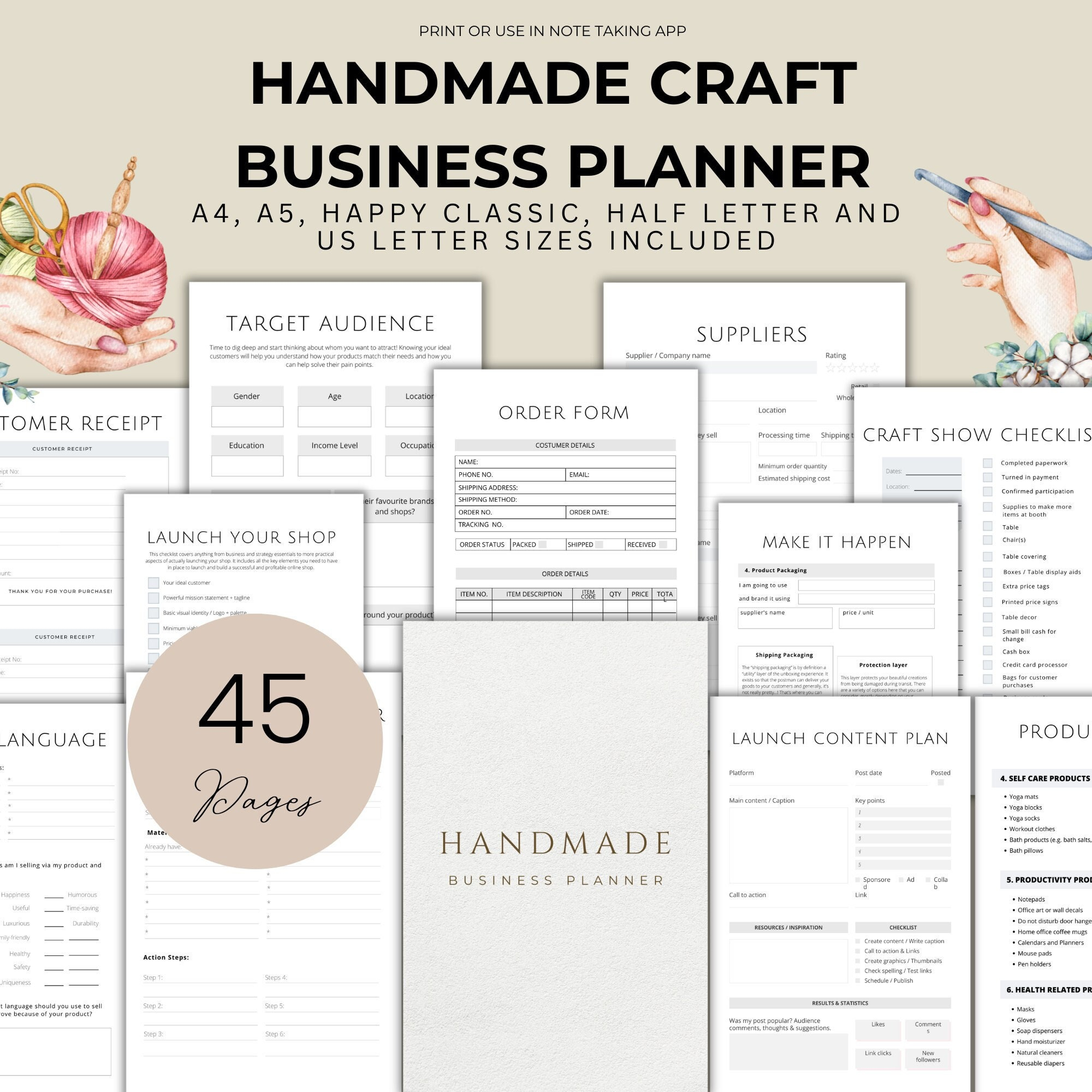 Handmade Business Planner Craft Planner For Handmade Craft Journal For Handmade Product Organiser Checklist For Handmade Business Etsy