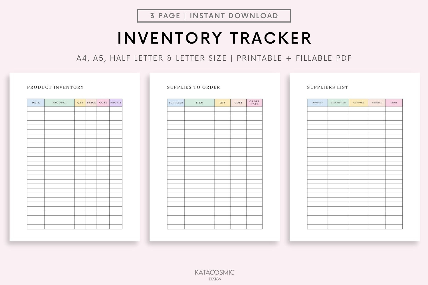 INVENTORY FORM BUSINESS PLANNER PRODUCT SUPPLY TRACKER
