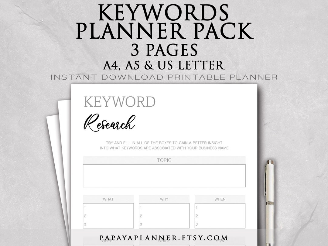Keywords Planner Pack Printable Planner Personal Planner Social Media Content Creator 2025 Planner Instant Download A4 PDF Etsy