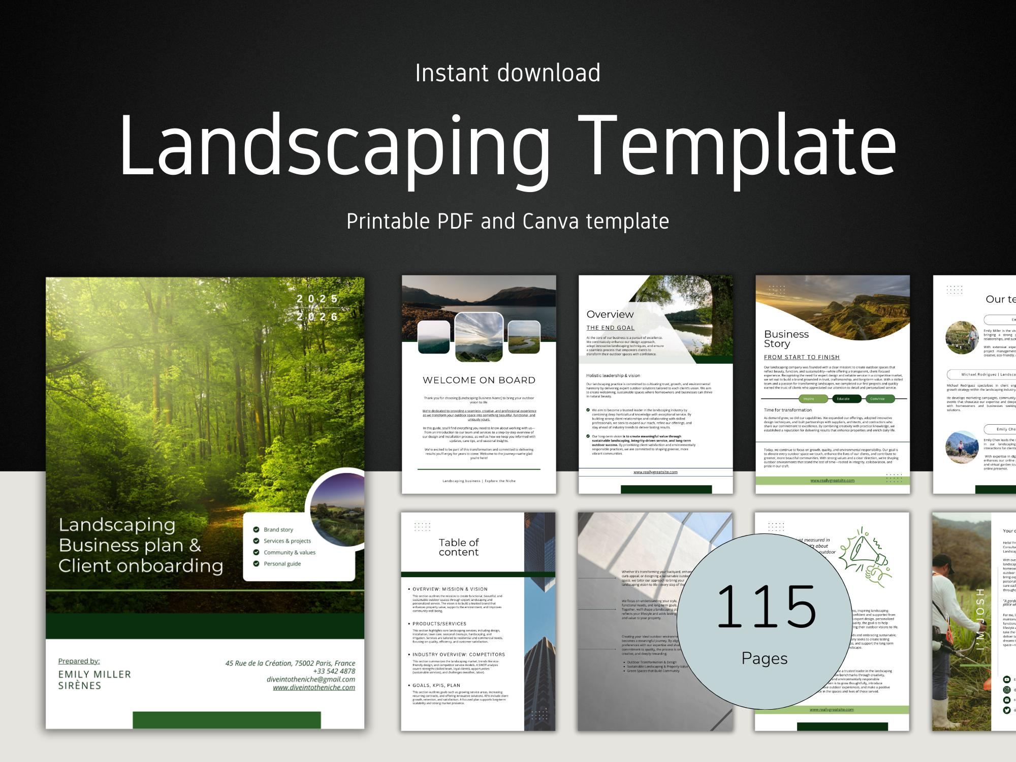Landscaping Business Plan Lawn Care Financial Plan Gardening Company Strategy Yard Service Proposal Template Etsy