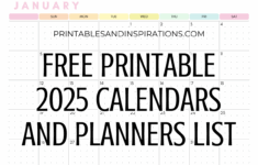 List Of Free Printable 2025 Calendars And 2025 Planners PDF Printables And Inspirations