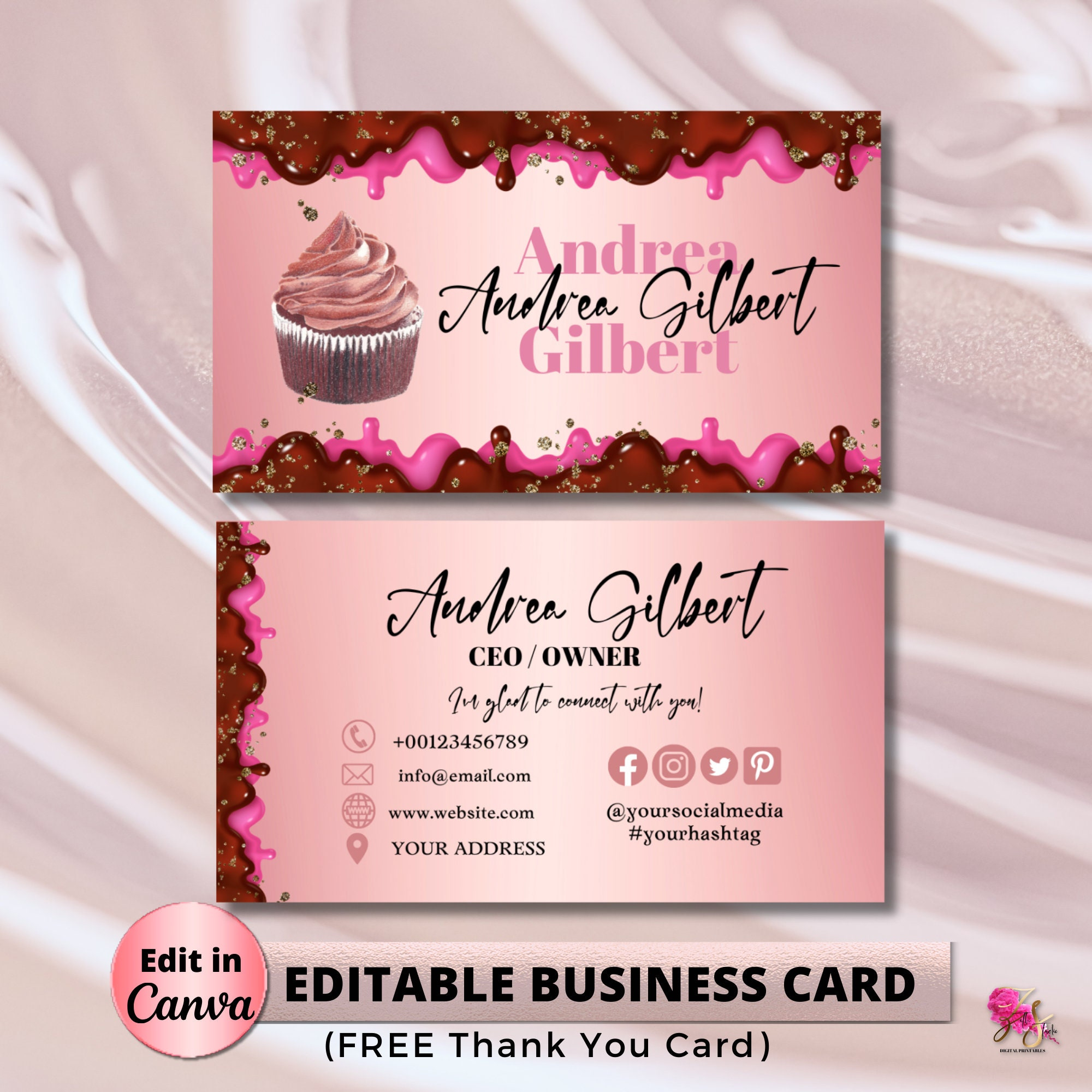MODERN Creative Bakery Business Card Template DIY Custom Cake Business Card Editable Printable Business Card Design Cake Business Card Etsy