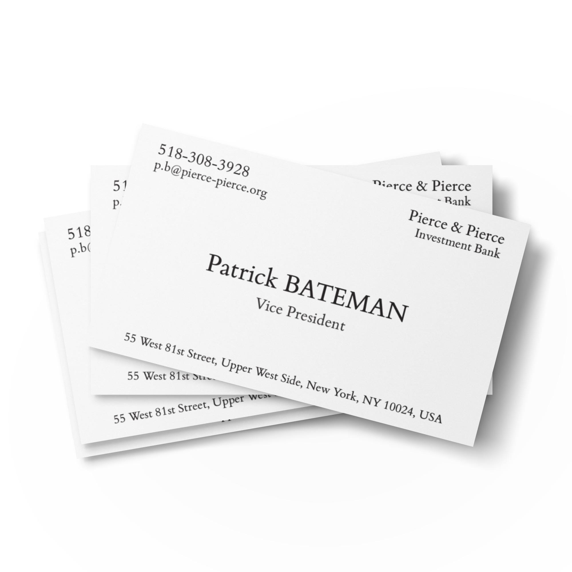 Patrick Bateman Card Etsy