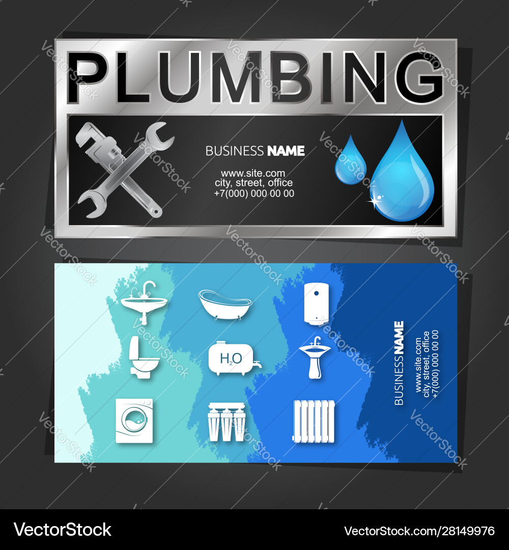 Plumbing Business Card Unique Design Royalty Free Vector