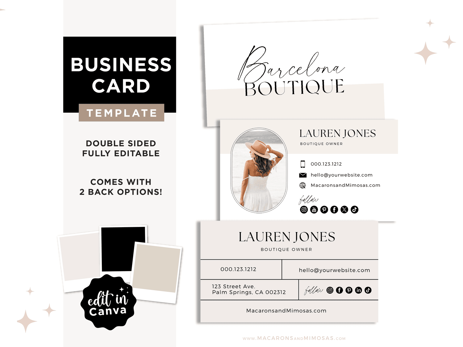 Printable Business Cards Macarons And Mimosas