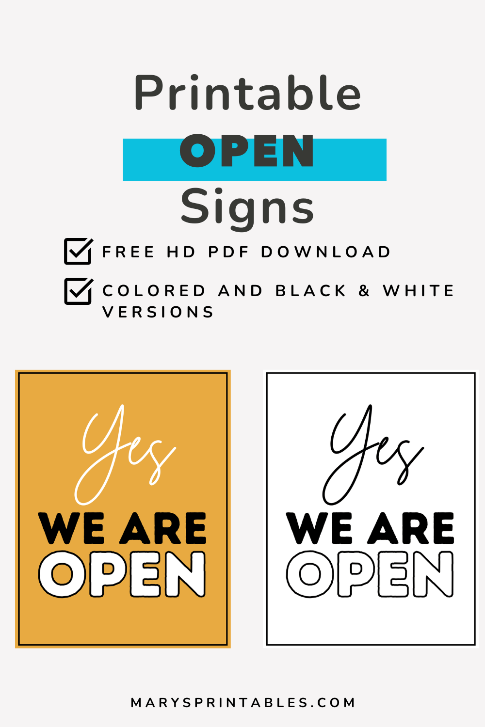 Printable Open Sign Free Stylish Designs For Any Business