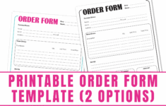 Printable Order Form Template 2 Options