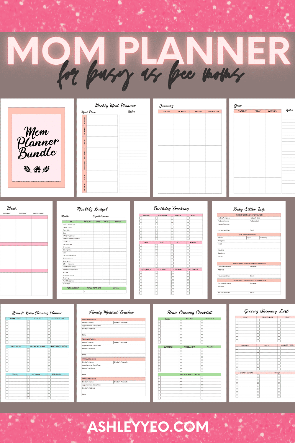 Printable Planner For Mom For Busy As Bee Moms Ashley Yeo