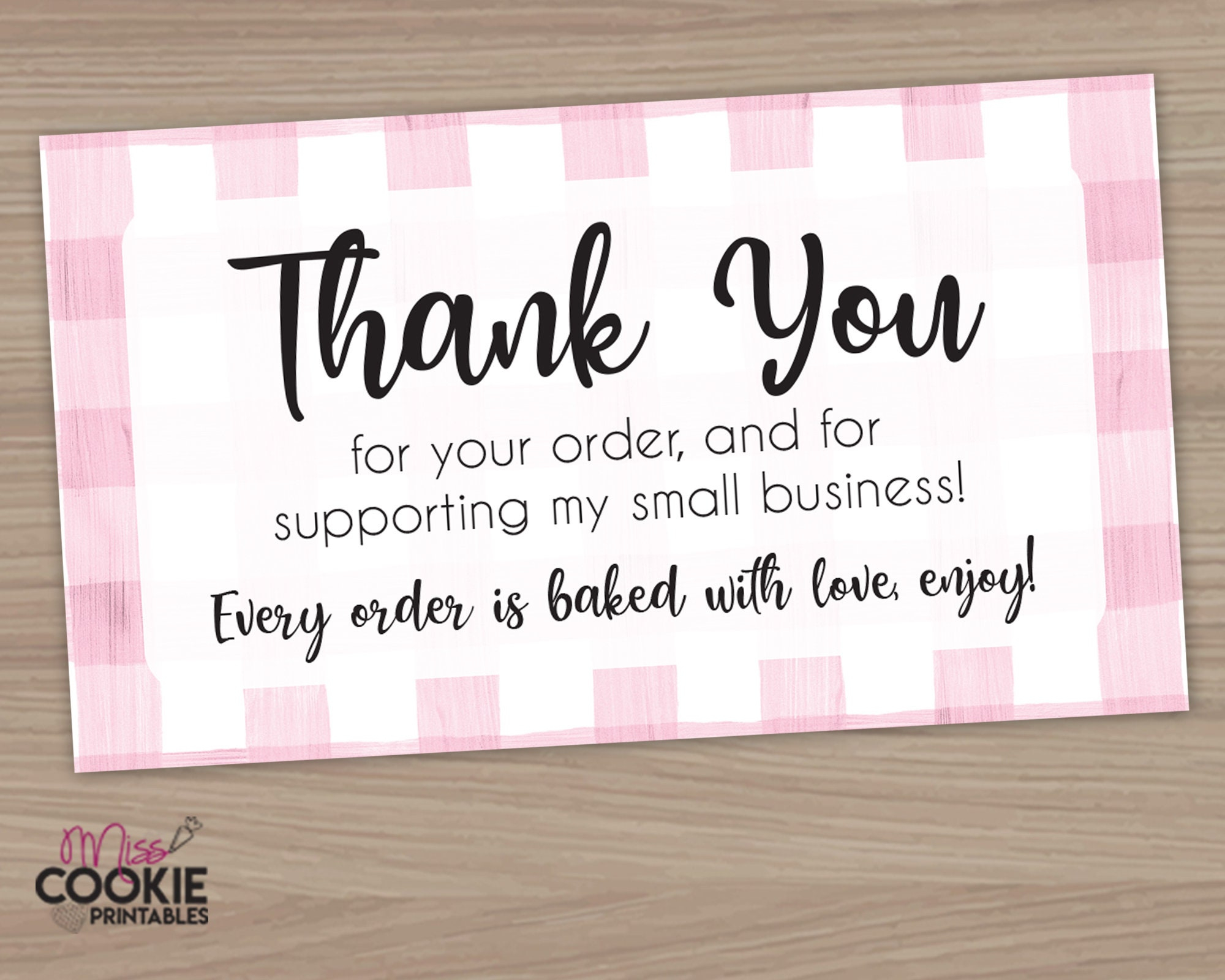 Printable thank You For Your Order And For Supporting My Small Business Bakery Customer Pick Up Card Cookie Thank You Card Packaging Etsy