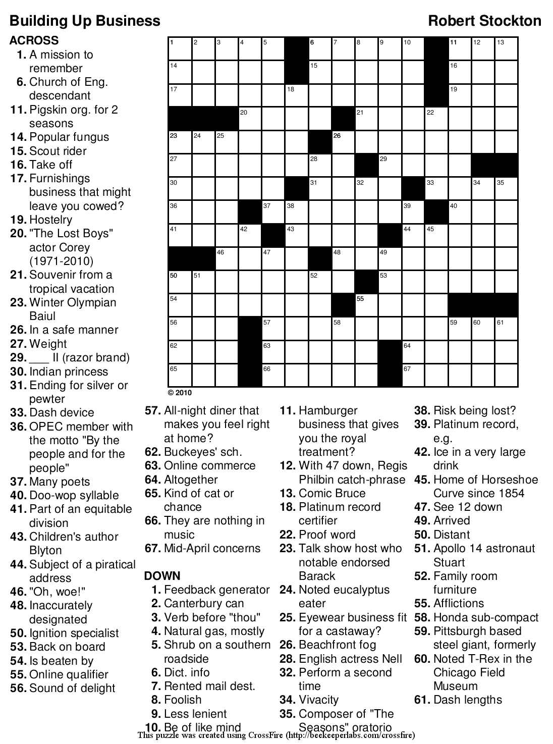 Puzzle 140 Building Up Business Beekeeper Crosswords