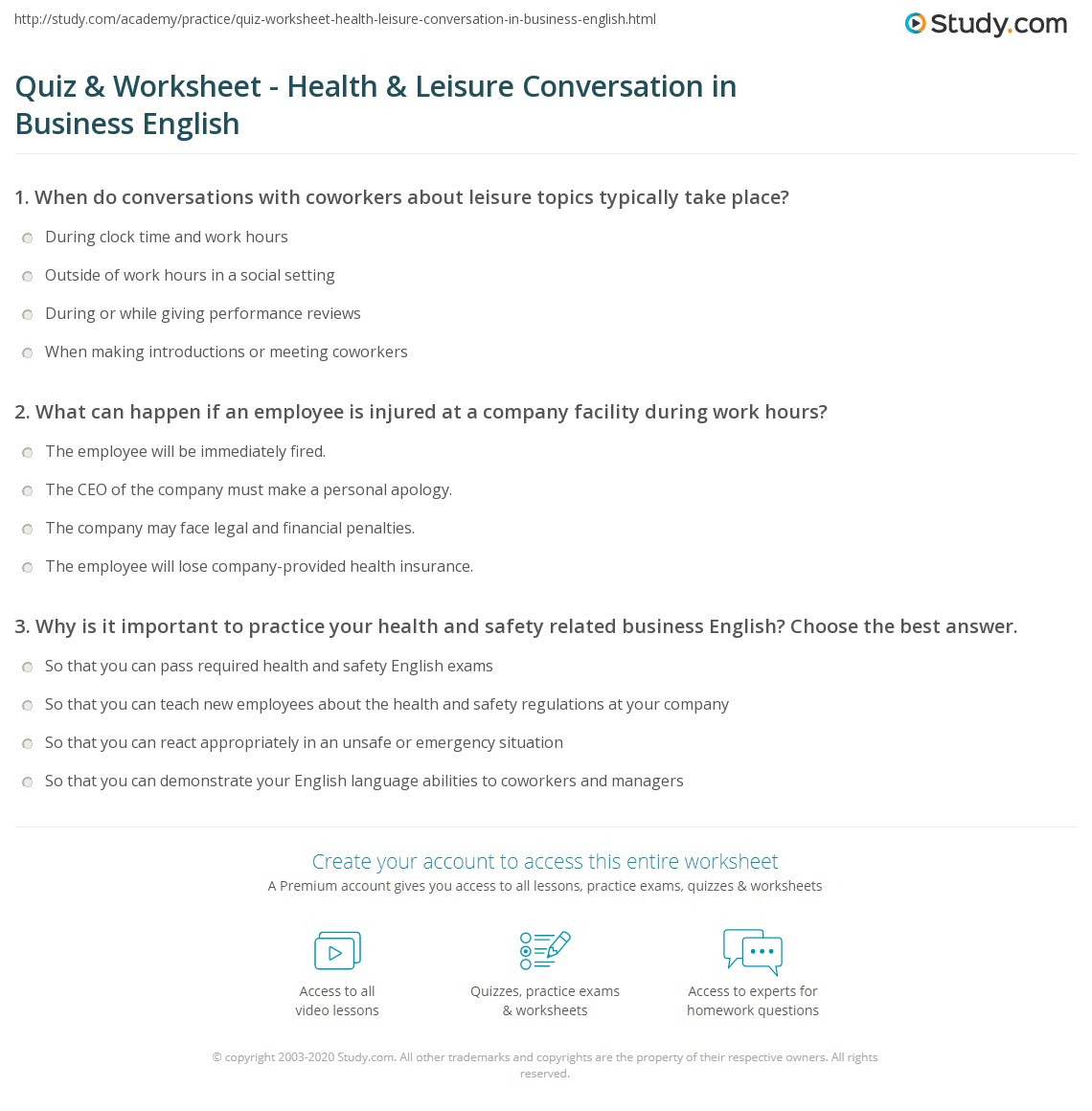 Business English Worksheets Printable