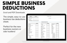Simple Business Deductions Excel PDF Tax Deductions List For Side Hustles The Self Employed Home based Business Business Tax Prep Etsy