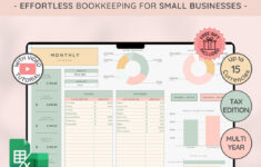 Small Business Bookkeeping Template Excel Bookkeeping Business Spreadsheet Tax Planner Sales Revenue Tracker Etsy