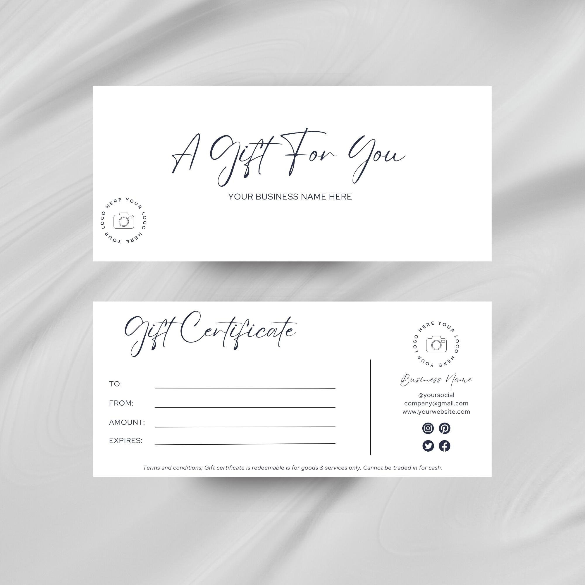 Printable Gift Certificates For My Business