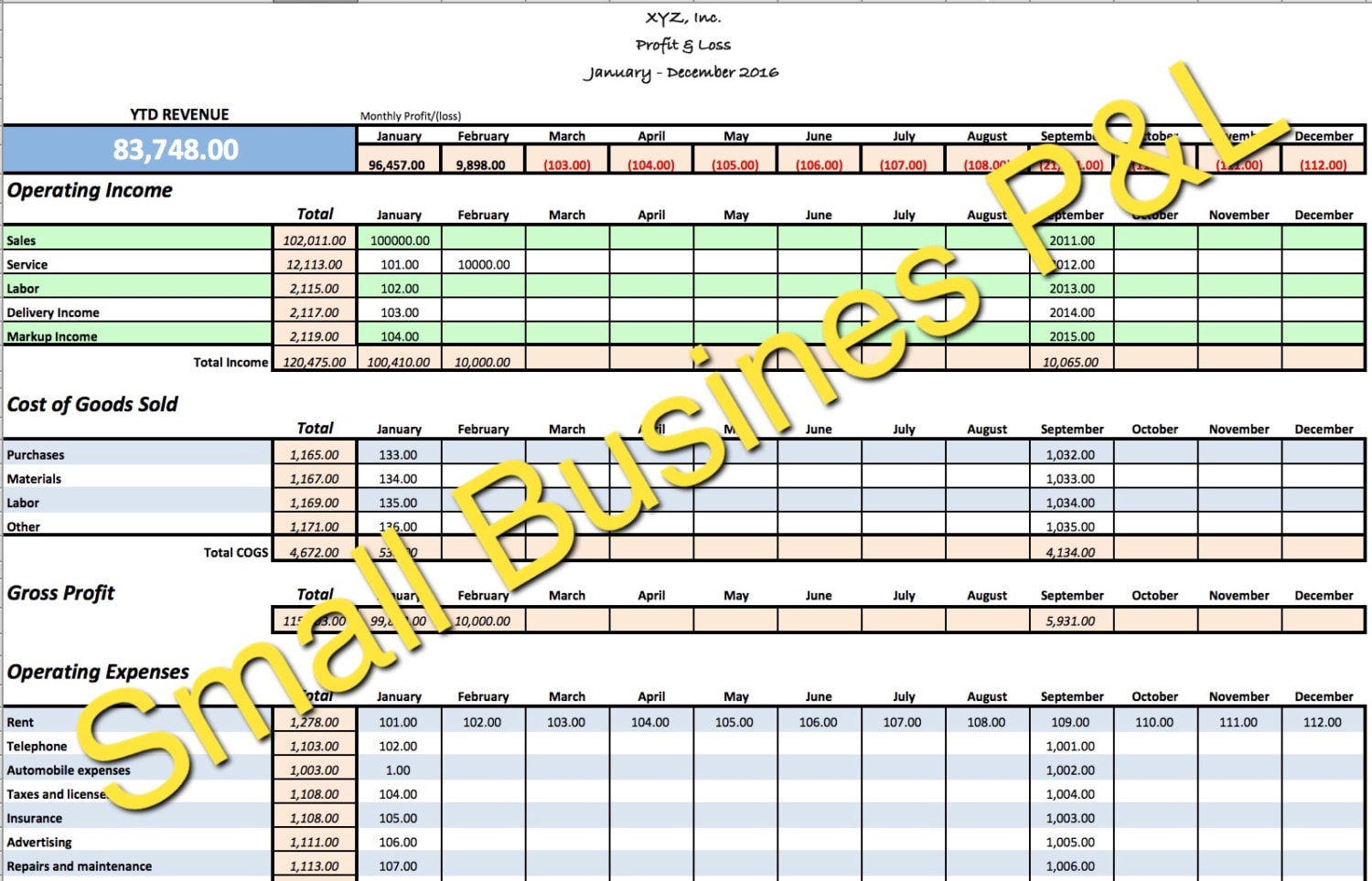 Small Business Income expense Tracker Monthly Budget And Cash Flow Spreadsheet User friendly Profit Loss System Excel Template Etsy