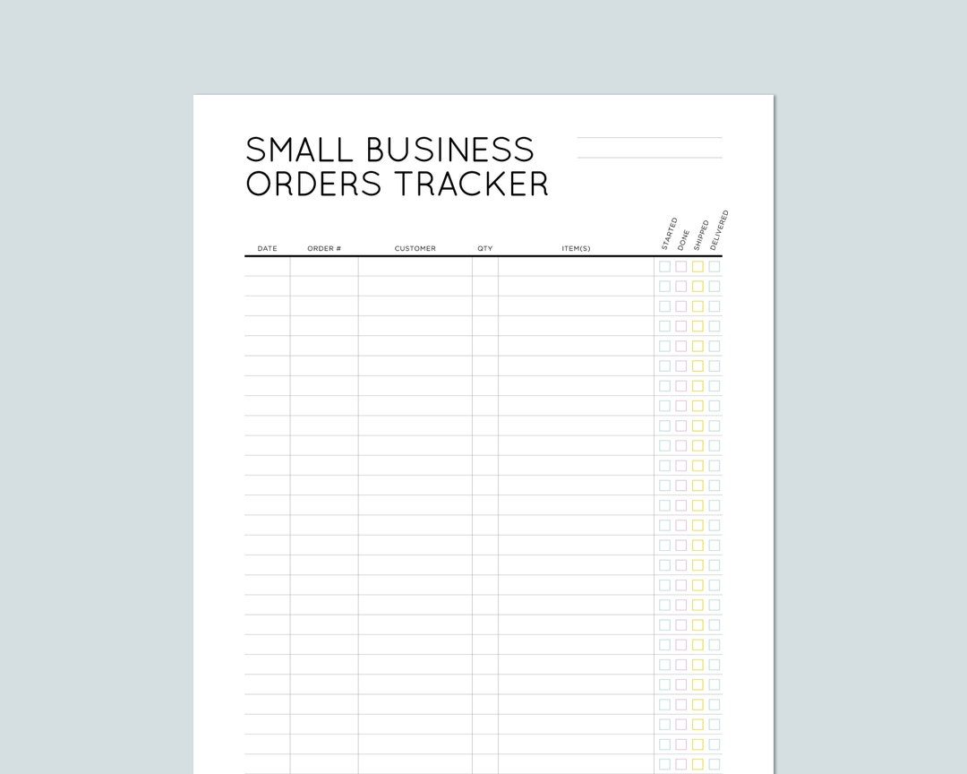 Small Business Orders Tracker Printable Instant Download Etsy