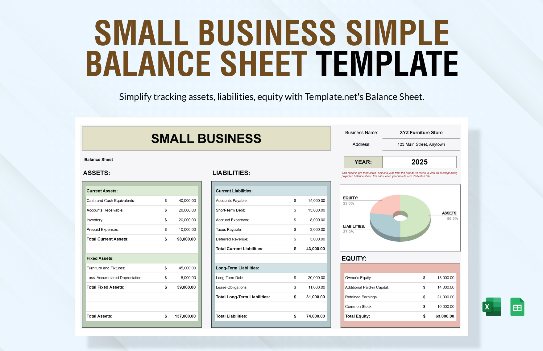 Small Business Simple Balance Sheet Template Template