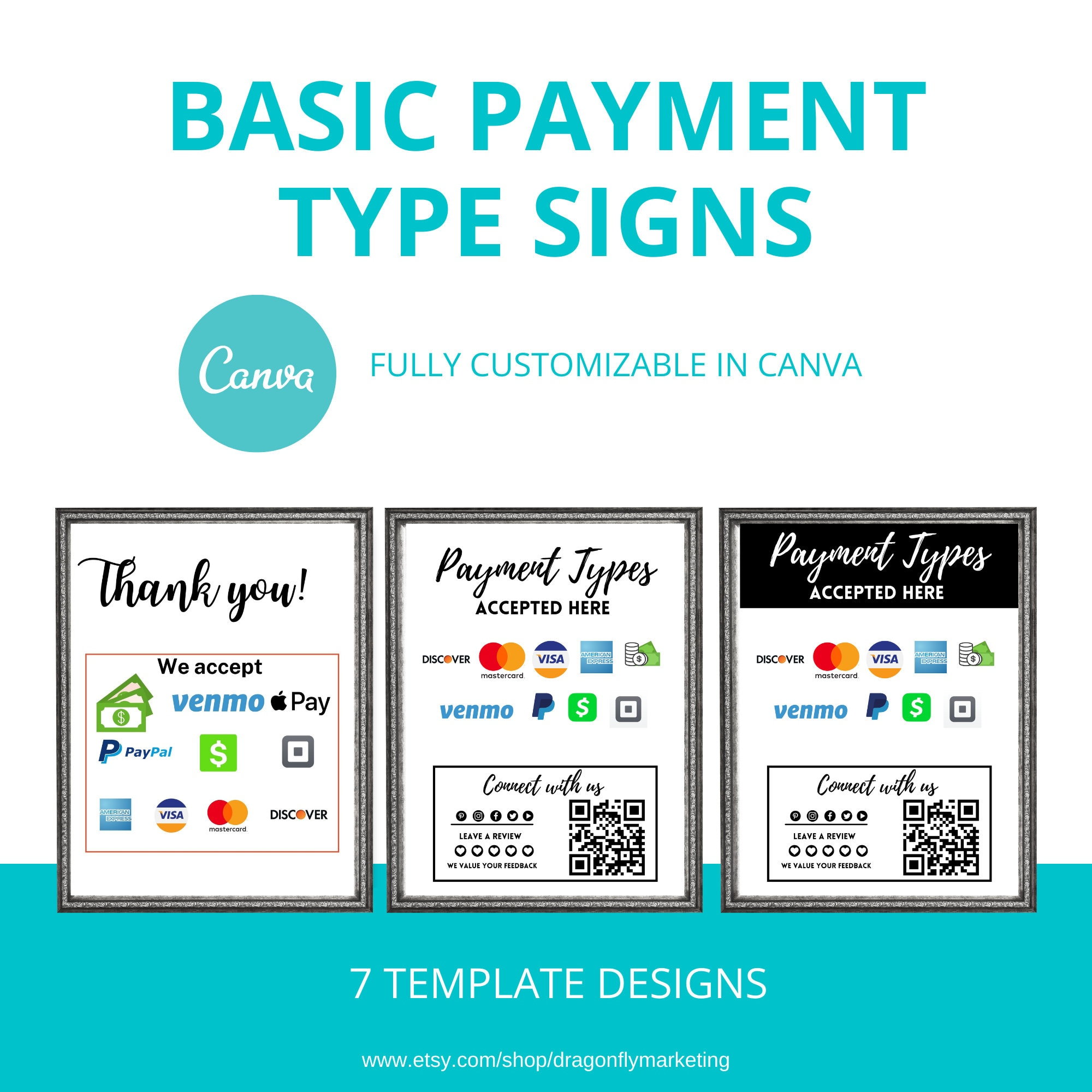 Square Credit Cards Accepted Signs Etsy