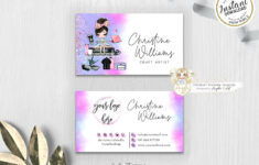 T shirt Tumbler Maker Craft Business Card Template Editable Printable Pink Purple Glitter Crafter DIY Business Card FH007 Etsy