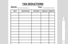 Tax Deductions Sheet Business Tax Deductions Personal Tax Deductions Printable US Letter Size Digital Download Etsy