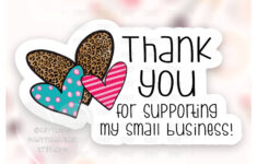 Thank You For Supporting My Small Business Sticker PNG Leopard Print Heart Labels Cute Happy Mail Seals Cricut Silhouette Avery Download Etsy